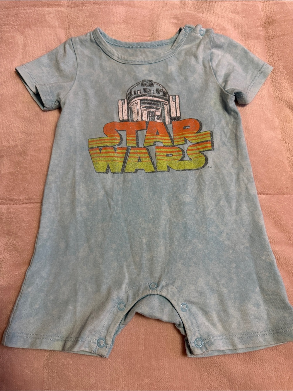 Star Wars Light Blue‎ R2-D2 Retro Logo Baby Romper